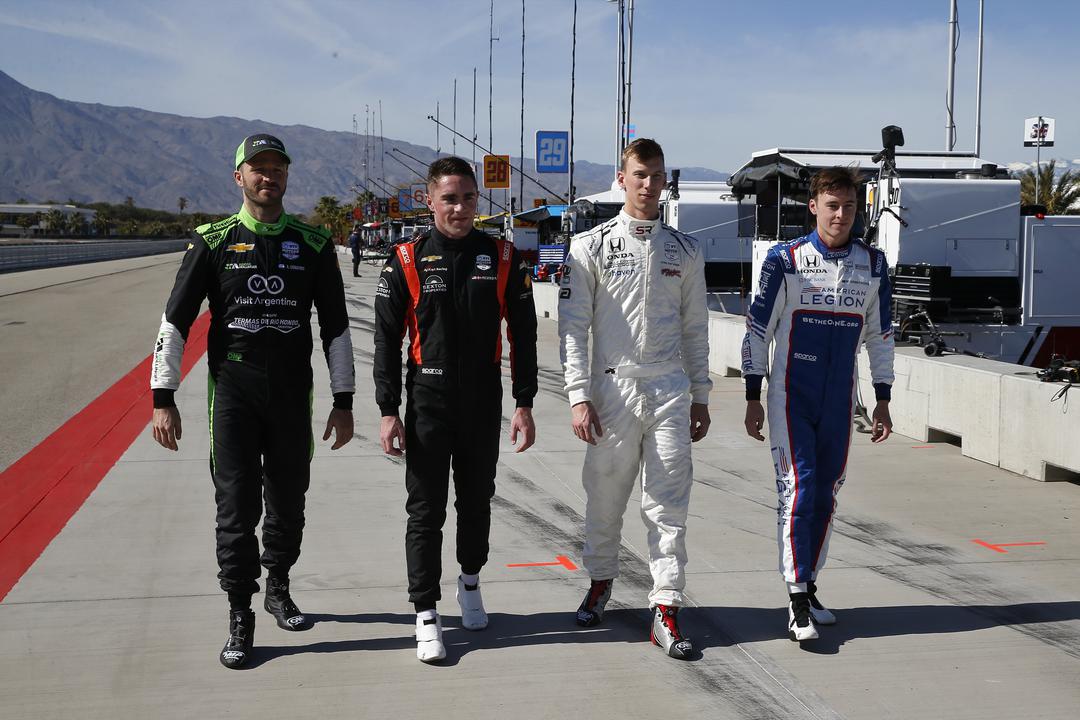 Las mejores fotos de la prueba de Canapino con el IndyCar: The 2023 NTT INDYCAR SERIES Rookie Class_ Agustin Canapino_ Benjamin Pedersen_ Sting Ray Robb_ and Marcus Armstrong_Ref Image Without Watermark_m72840.jpg
